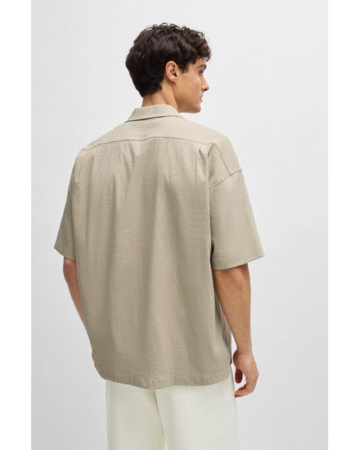 Boss Natural Relaxed-fit Shirt In A Linen Blend for men