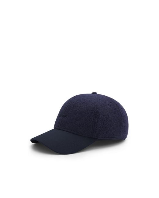 HUGO Blue Fleece Cap With Embroidered Logo for men