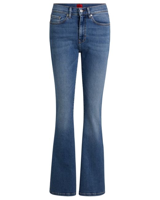 HUGO Skinny-fit Flared Jeans In Blue Super-stretch Denim