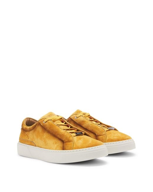 Boss Gary Lowtop Sneakers Aus Veloursleder in Orange für Herren