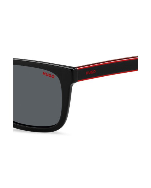 HUGO Sonnenbrille aus schwarzem Acetat mit mehrlagigen Bügeln in Black für Herren