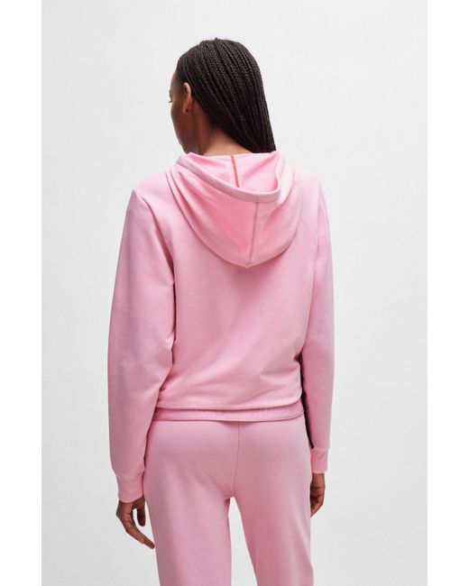 HUGO Hoodie Van Een Katoenmix Met Rits En Logotailleband in het Pink
