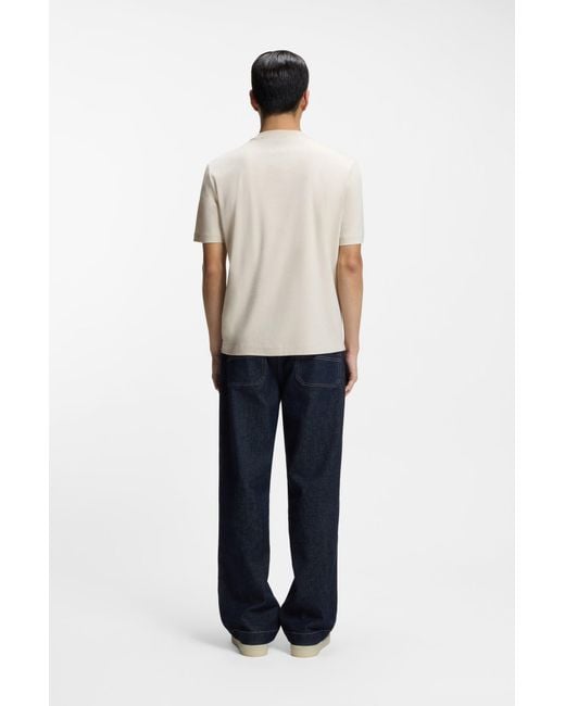 Boss T-Shirt Van Gemerceriseerde Katoen Met Double B-Monogram in het White voor heren