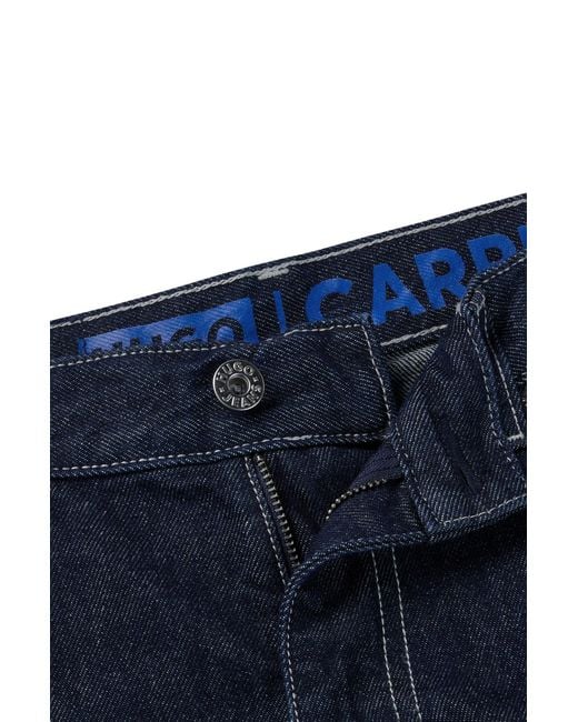 HUGO Blue Carpenter-style baggy-fit Jeans In Rinse-wash Denim for men
