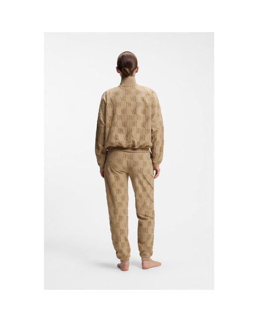 HUGO Brown Cotton-Blend Jacket With All-Over Logo Pattern