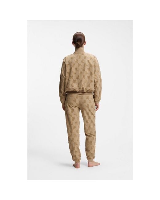 HUGO Brown Cotton-Blend Jacket With All-Over Logo Pattern