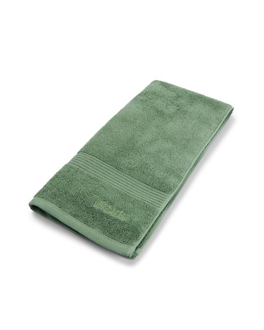 Boss Green Logo Hand Towel In Aegean Cotton