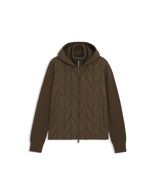 Boss Brown Hybrid Jacket With Wool Sleeves And Down Front for men