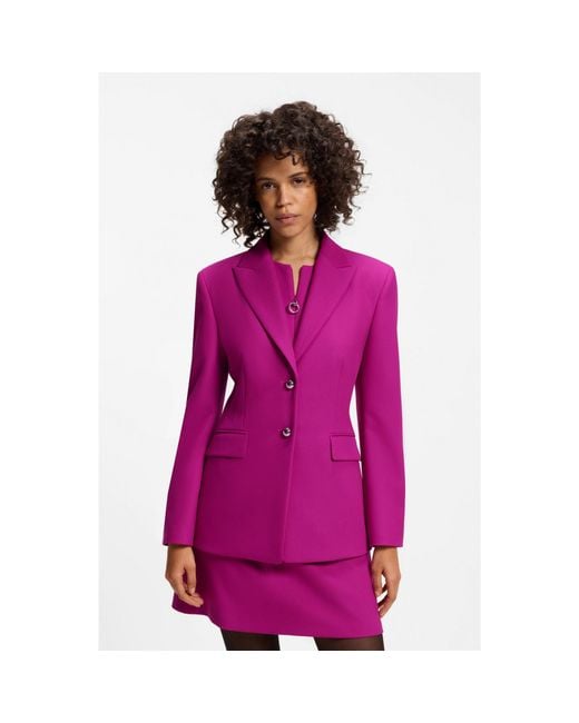 HUGO Purple Regular-Fit Blazer With Metal Buttons