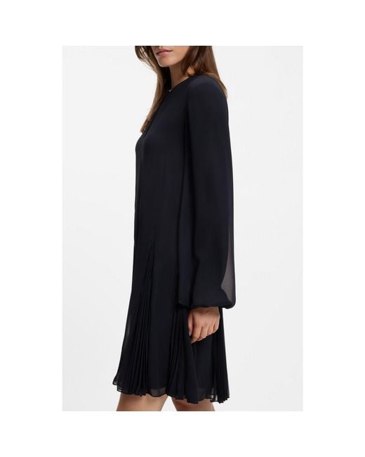 Boss Blue Short Dress With Plissé Inserts