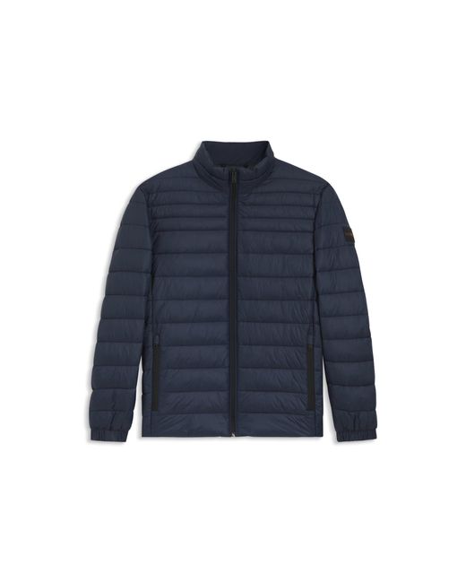 Boss Blue Packable Water-Repellent Padded Jacket With Logo Badge for men
