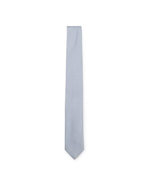 Boss White Silk-Blend Tie With Jacquard Pattern for men