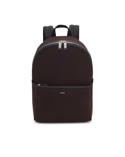 Boss Black Canvas Backpack With Logo Lettering for men