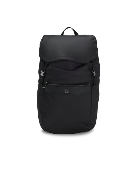 HUGO Black Twill Backpack With Stacked Logo for men