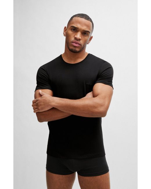 Boss Black Three-pack Of Logo-embroidered T-shirts In Cotton for men