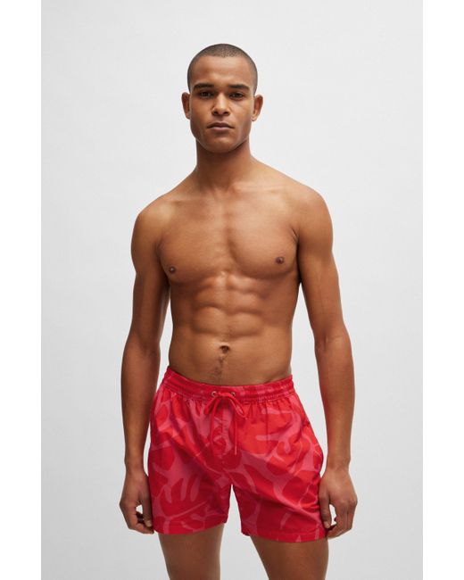 Boss Red Quick-dry Swim Shorts With Seasonal Pattern for men