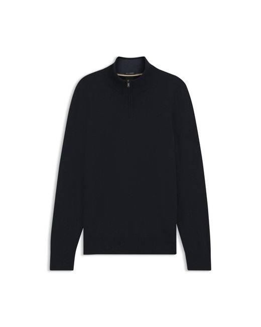 Boss Blue Zip-Neck Sweater for men