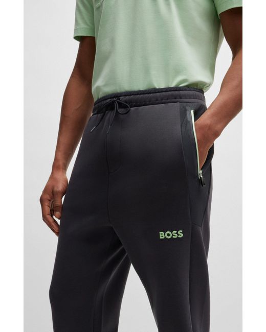 Boss Jogginghose aus Baumwoll-Mix mit erhabenem 3D-Logo in Blue für Herren