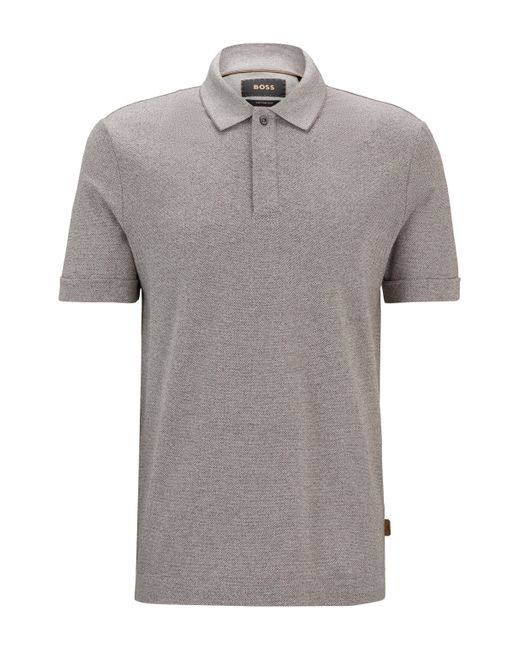 Boss Gray Regular-fit Polo Shirt In Moulin Cotton And Silk for men