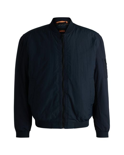 Boss Waterafstotend Bomberjack Met Logopatch in het Blue voor heren