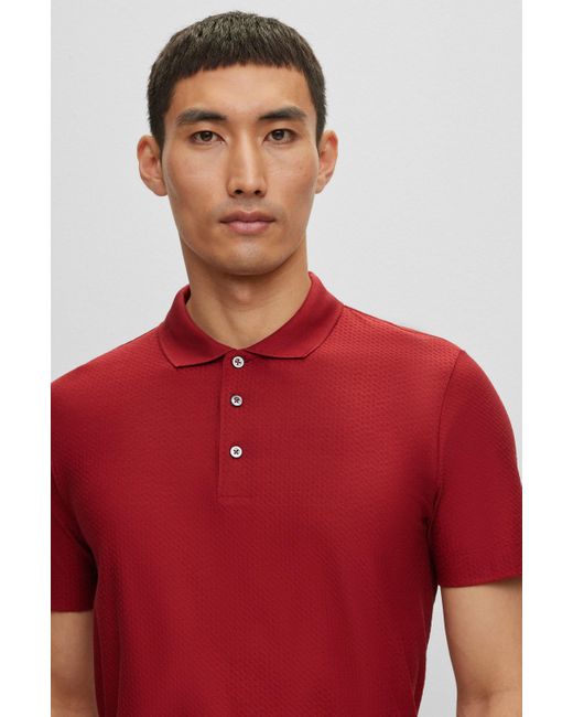 BOSS by HUGO BOSS Regular-fit Polo Shirt In Cotton And Silk in Red for Men