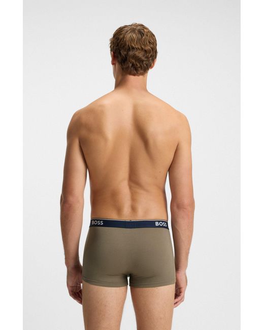 Boss Set Van Drie Korte Boxershorts Met Logotailleband Van Stretchkatoen in het Blue voor heren