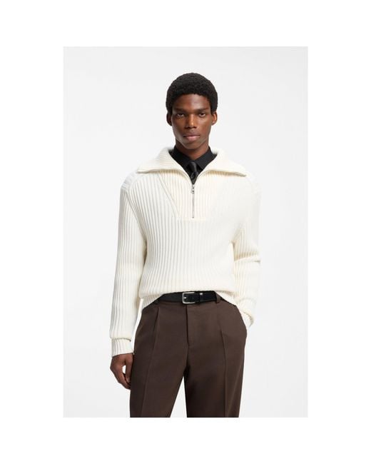 HUGO White Relaxed-Fit Sweater for men