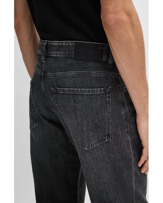 Boss Black Regular-fit Jeans In Grey Mechanical-stretch Denim for men