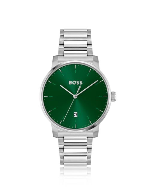 Montre avec cadran vert et bracelet à maillons en H Boss pour homme en coloris Green