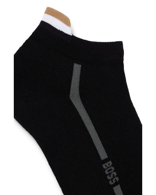 Boss Black Ankle-length Socks With Signature Stripe And Branding for men