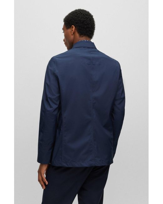 BOSS by HUGO BOSS Slim-fit Jacket In Water-repellent Material in Blue for  Men | Lyst Australia