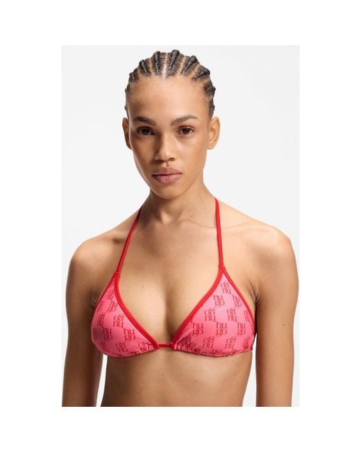HUGO Red Triangle Bikini Top With Stacked Logos