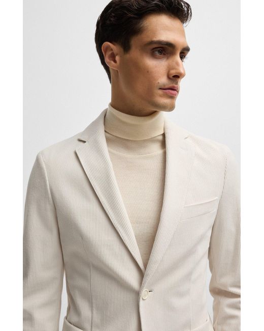 Boss Slim-Fit Sakko Aus Performance-Cord in White für Herren