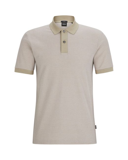 Boss Slim-Fit Poloshirt aus merzerisierter Baumwolle in zweifarbiger Optik in Natural für Herren