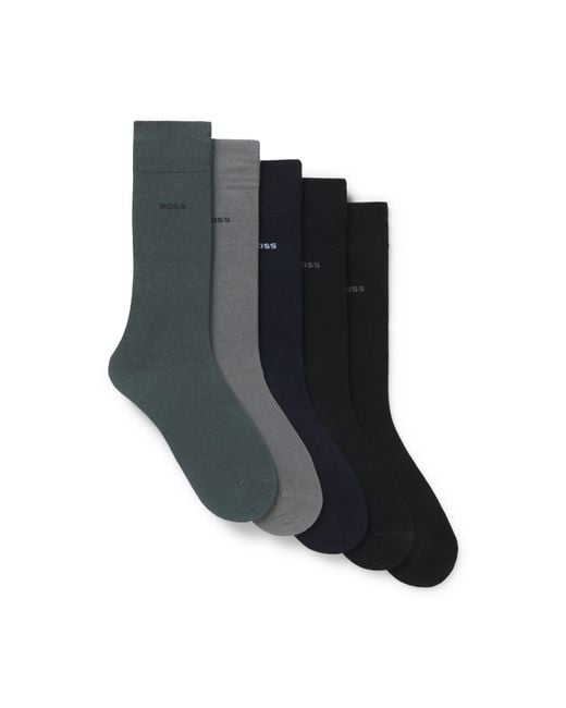 Boss Blue Five-Pack Of Regular-Length Socks for men