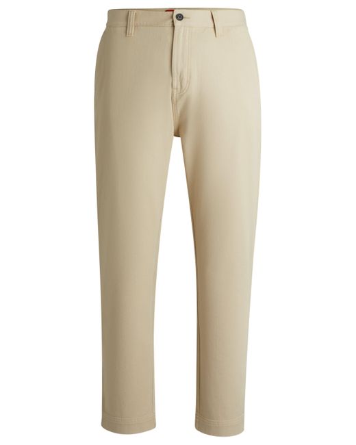 HUGO Black Tapered-fit Regular-rise Trousers In Cotton Twill for men