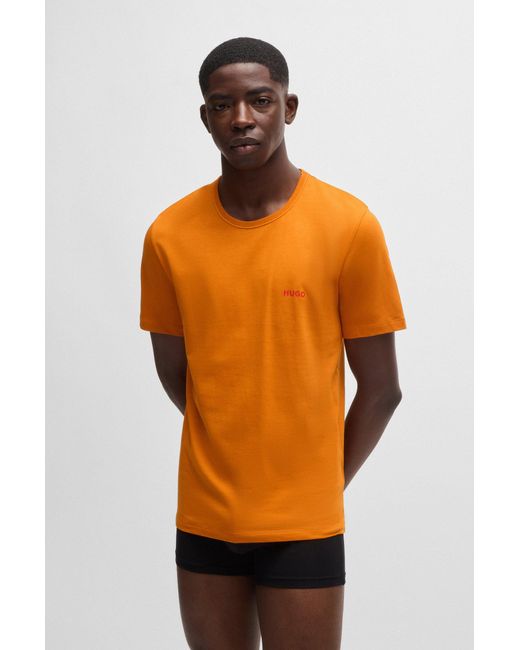 HUGO Orange Triple-pack Of Cotton Underwear T-shirts With Logo Print for men