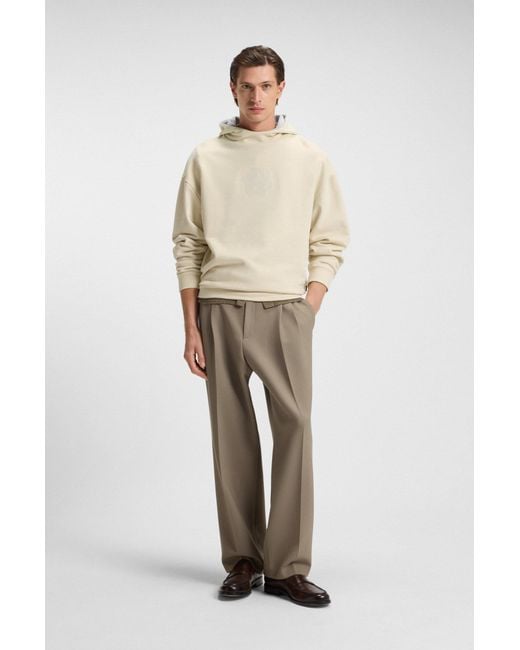 Boss Hoodie Van Zacht Katoen Met Double B-Monogram in het Natural voor heren