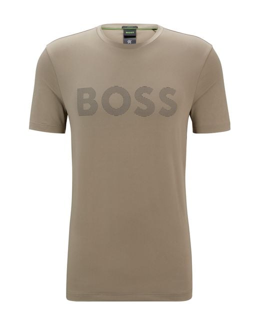 Boss Natural Performance-stretch T-shirt With Decorative Reflective Logo for men