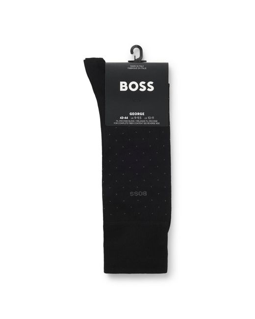 Boss Regular-length Socks In A Mercerized-cotton Blend- Black Men's Business Socks Size 7-13 for men