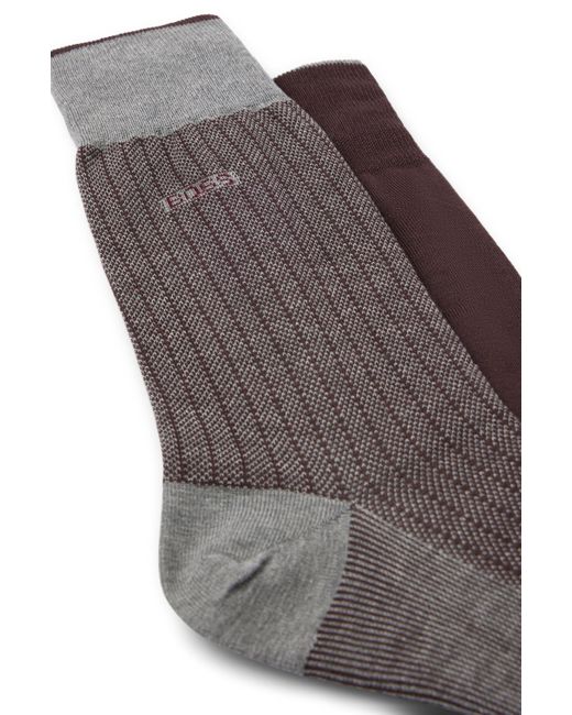 Boss Gray Two-pack Of Socks In Mercerized Cotton for men