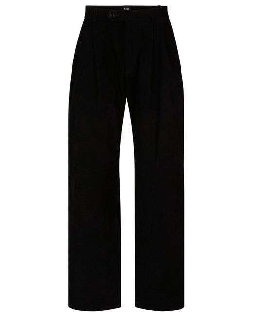 Boss Black Suede Trousers With Soft Lining for men