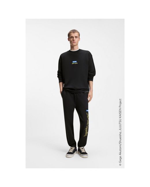 HUGO Black X Jujutsu Kaisen T-Shirt With Yuji, Megumi And Kento Print for men