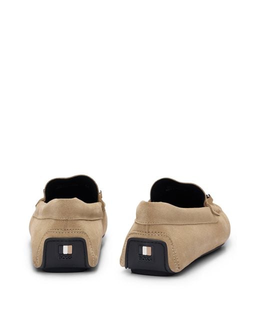 Boss Natural Suede Moccasins With Branded Hardware And Full Lining for men