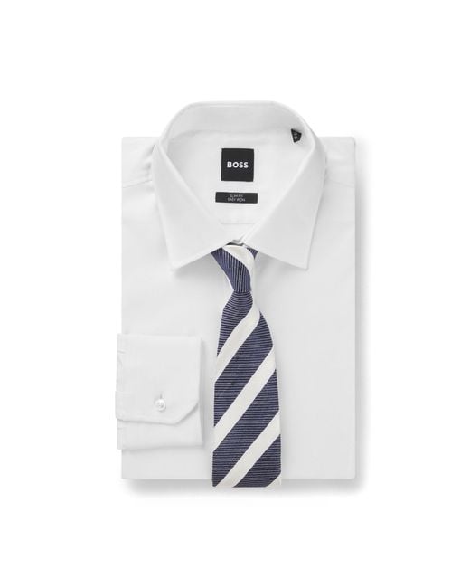 Boss Blue Diagonal-Stripe Tie for men