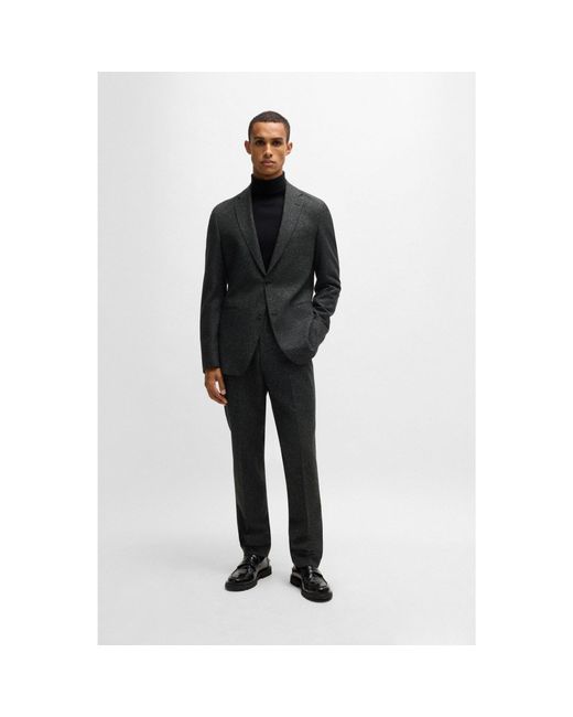 Boss Black Micro-Patterned Slim-Fit Virgin Wool Suit for men