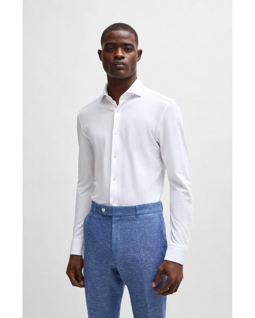 Boss Casual-Fit Hemd aus Baumwoll-Jersey in White für Herren