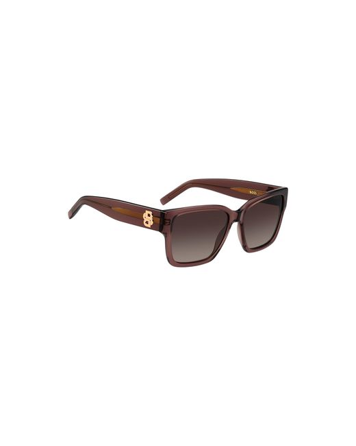 Boss Brown Acetate Sunglasses With Double B Monogram