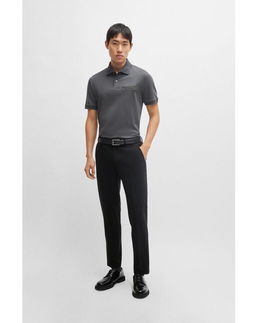 Boss Black Slim-fit Trousers In A Performance-stretch Wool Blend for men