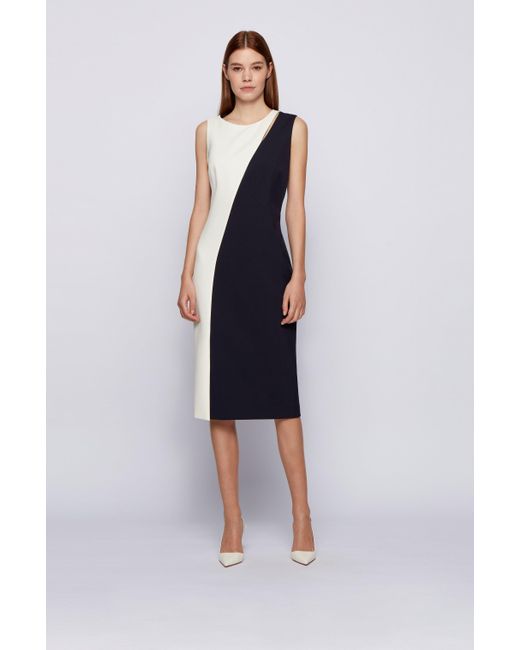 BOSS by HUGO BOSS Cutout-detail Shift Dress In A Colour-blocked Style in  Blue | Lyst